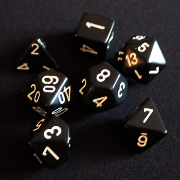 Chessex Black/White 7 die set